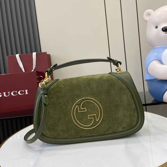 Gucci Blondie medium top handle bag 815719 in green suede