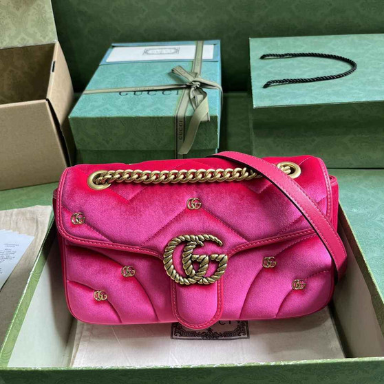 Gucci GG Marmont Small Shoulder Bag 443497 Dark pink velvet