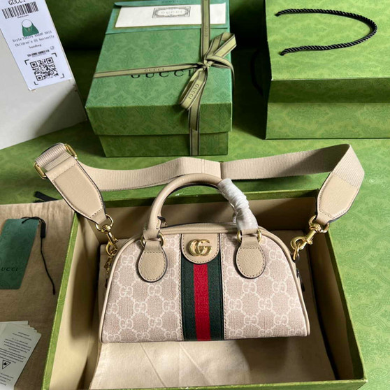 Gucci Ophidia Small GG top handle bag 724606 Beige leather - Default Title - View 1