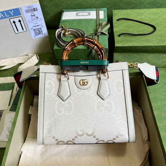 Gucci 702721 Diana Small Tote Bag Beige GG Leather