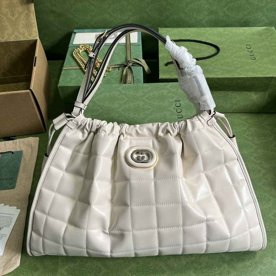 Gucci Deco medium tote bag in white leather 746210