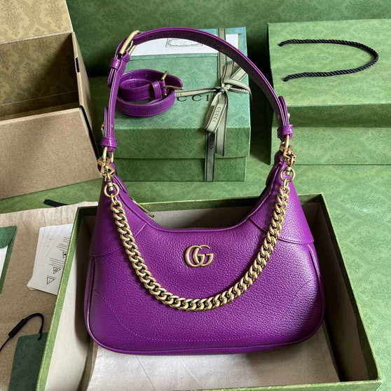 Gucci 731817 Aphrodite small shoulder bag in purple leather - Default Title - View 1
