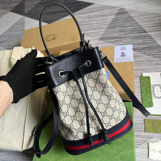 Gucci ‎‎�?50621 Ophidia small GG bucket bag blue