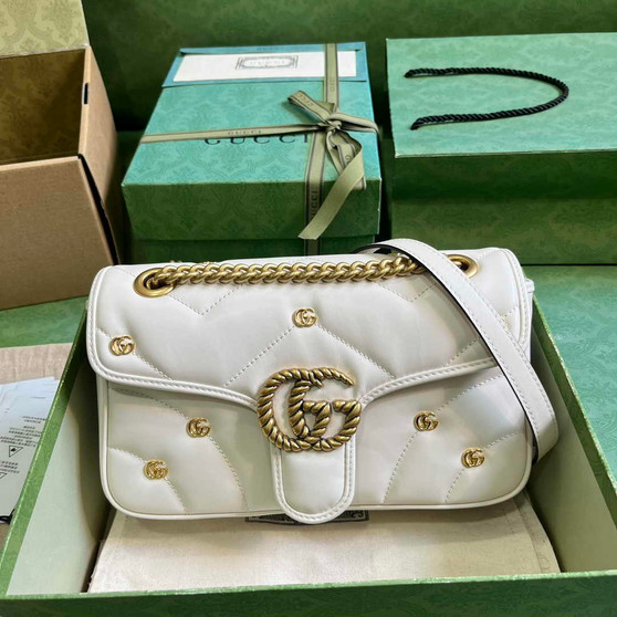 Gucci GG Marmont Small Shoulder Bag 443497 Beige Matelassé Leather - Default Title - View 1