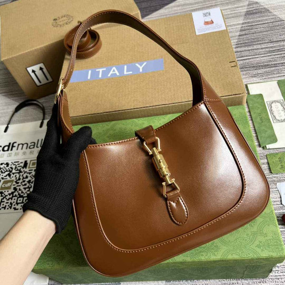 Gucci ‎636709 Jackie 1961 small shoulder bag brown leather - Default Title - View 1