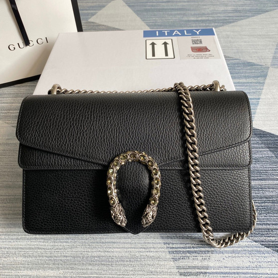 Gucci 400249 Dionysus small shoulder bag leather black - Default Title - View 1