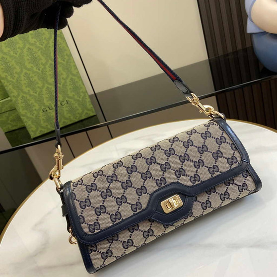 Gucci Luce small shoulder bag 786027 in black Original GG canvas