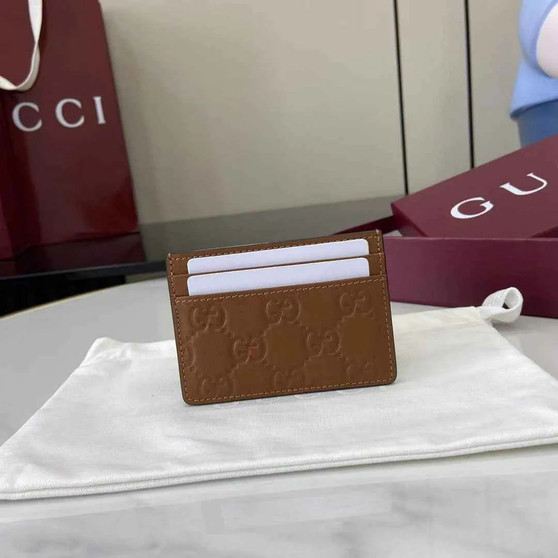 Gucci GG Emblem card case 847204 brown gg leather - Default Title - View 1
