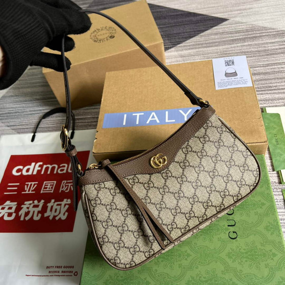 Gucci �?35145 Ophidia small handbag Brown leather