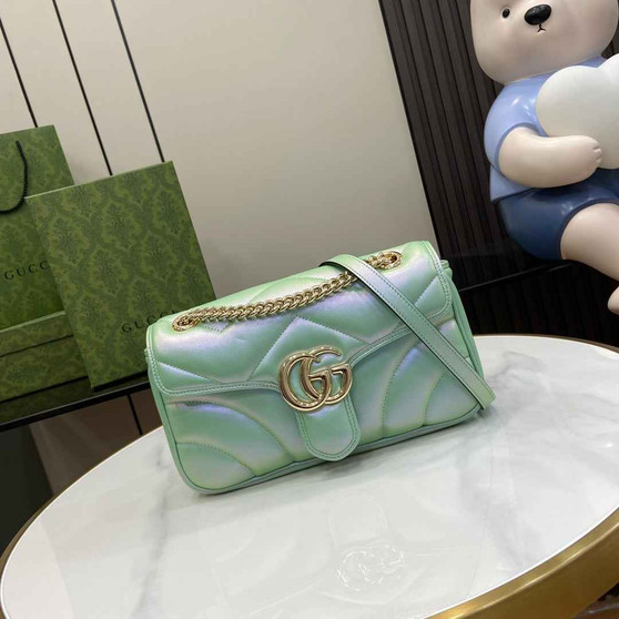 Gucci GG Marmont Small Shoulder Bag 443497 Green Leather - Default Title - View 1