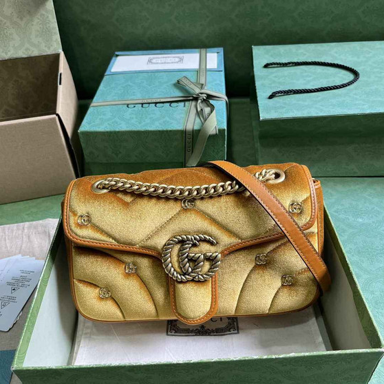 Gucci GG Marmont Small Shoulder Bag 443497 Brown Velvet - Default Title - View 1