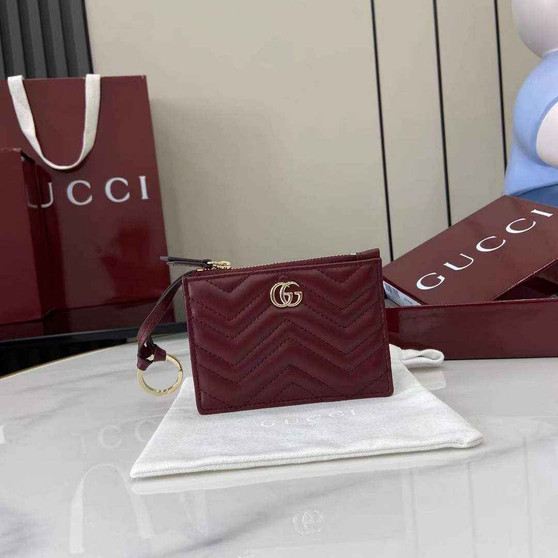 Gucci GG Marmont key case in Rosso Ancora red leather 837747 - Default Title - View 1