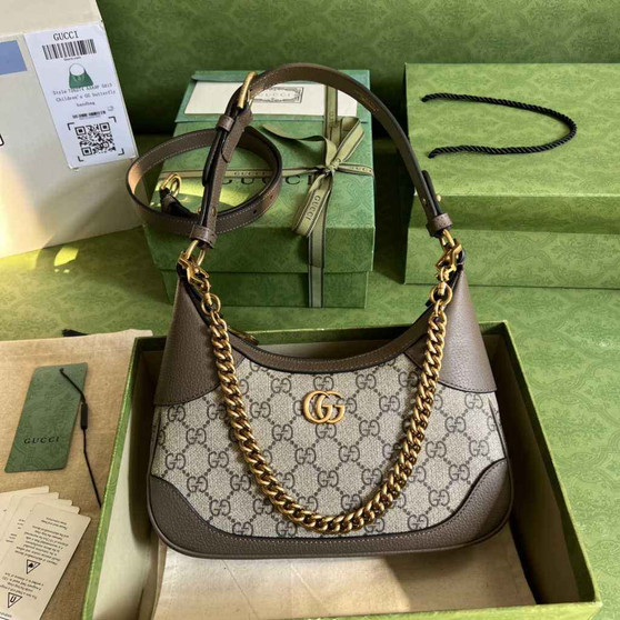 Gucci 731817 Aphrodite small shoulder bag in brown gg leather