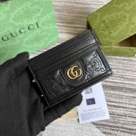 Gucci ‎723790 GG Matelassé card case black leather - W10cm x H7cm / Black - View 1