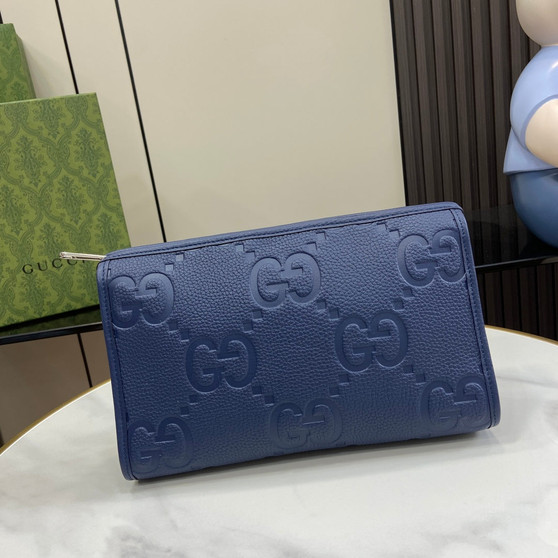 Gucci Jumbo GG pouch in black leather 739490 In Blue leather - Default Title - View 1