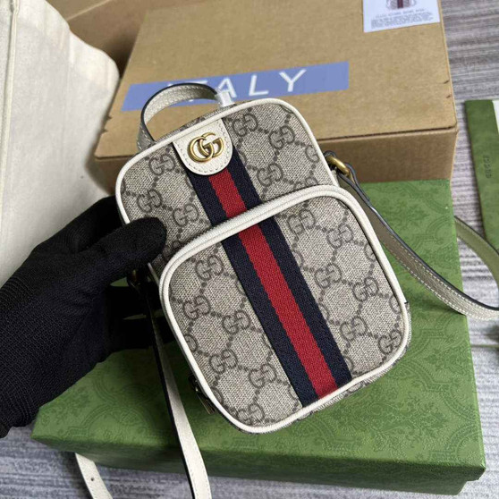 Gucci 671682 Ophidia mini bag white leather - Default Title - View 1