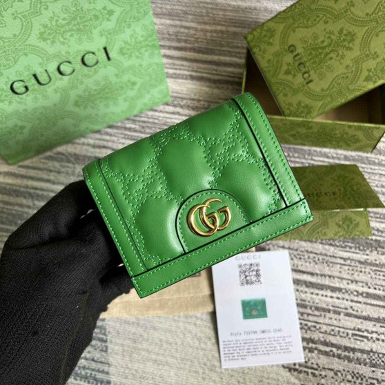 Gucci 723786 GG Matelassé card case wallet green leather - W11cm x H17.5cm / green - View 1