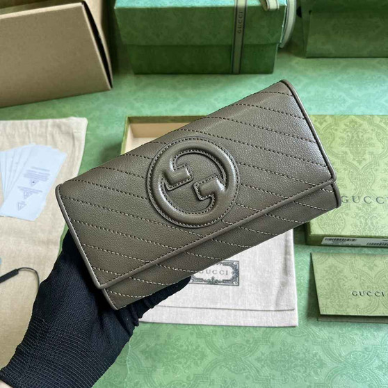 Gucci Blondie continental wallet 760302 in dark green leather