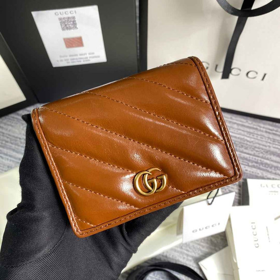 Gucci ‎466492 GG Marmont card case wallet in Brown - Default Title - View 1