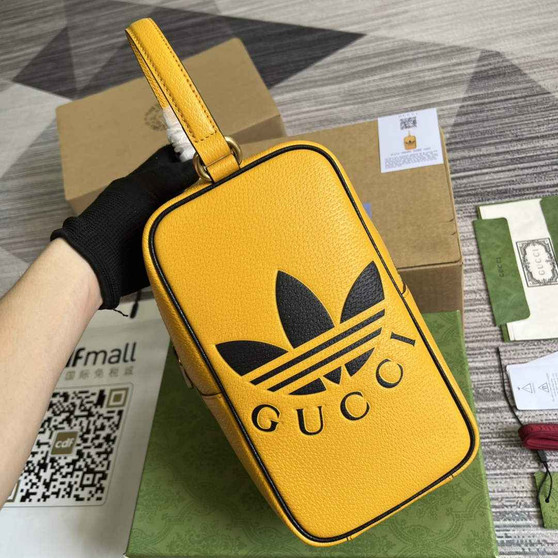 adidas x Gucci mini top handle bag 702387 Yellow leather