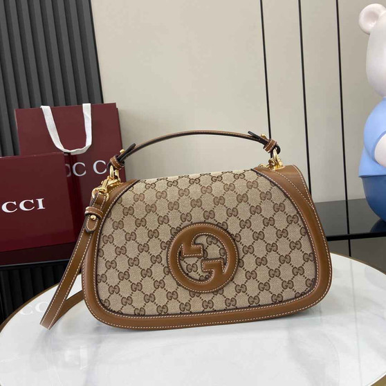 Gucci Blondie medium top handle bag 815716 in beige GG canvas