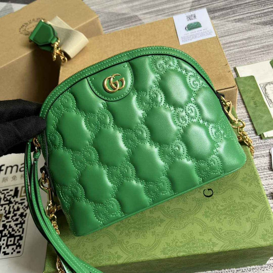 Gucci ‎‎702229 GG Matelassé leather small bag green - Default Title - View 1