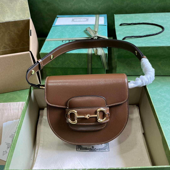 Gucci Horsebit 1955 mini rounded bag 760191 in brown leather - Default Title - View 1