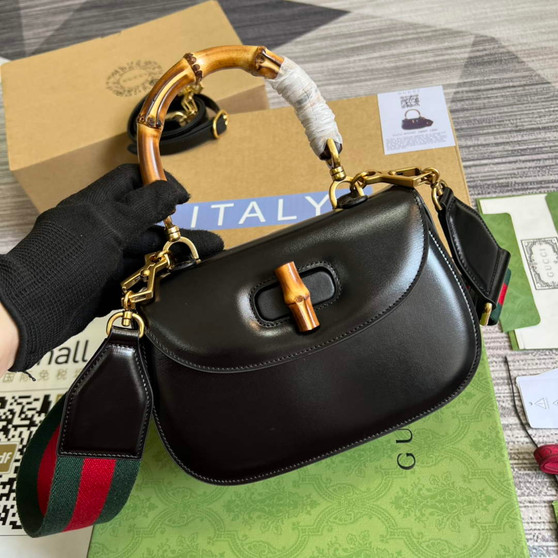 Gucci 675797 Bamboo1947 small top handle bag Black