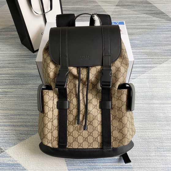 Gucci  ‎495563 GG Black backpack Black brown soft GG Supreme - Default Title - View 1