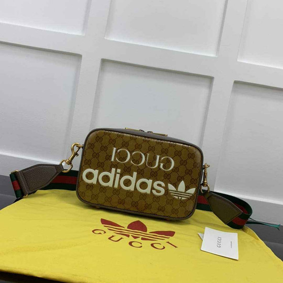 adidas x Gucci small shoulder bag 702427 Beige and brown GG canvas