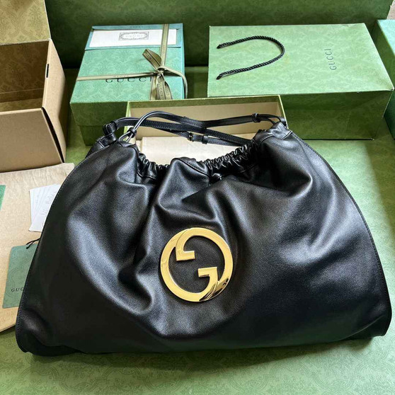 Gucci Blondie large tote bag in black leather 747372