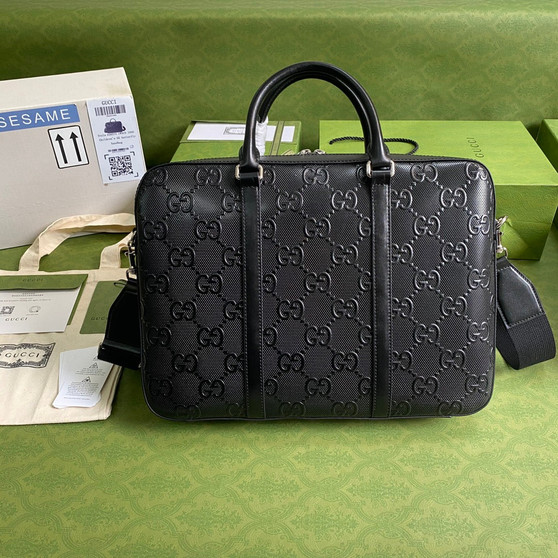 Gucci Jumbo GG Briefcase �?58573 Black Leather