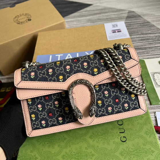Gucci 499623 Dionysus GG small shoulder bag pink leather