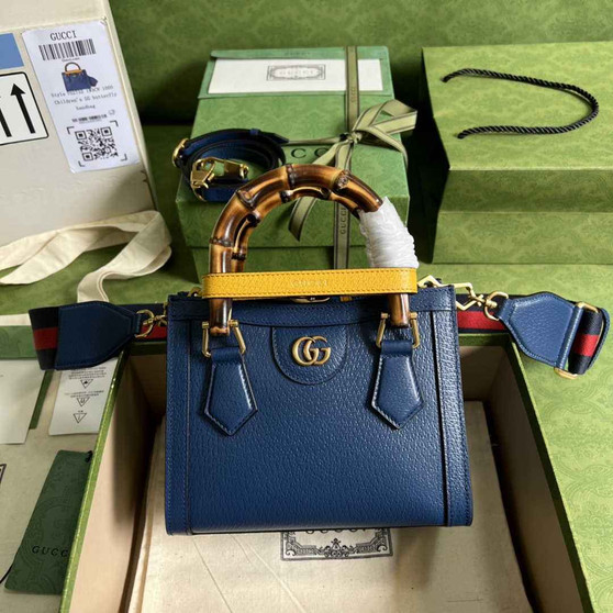 Gucci 702732 Diana mini tote bag Navy Blue leather - Default Title - View 1