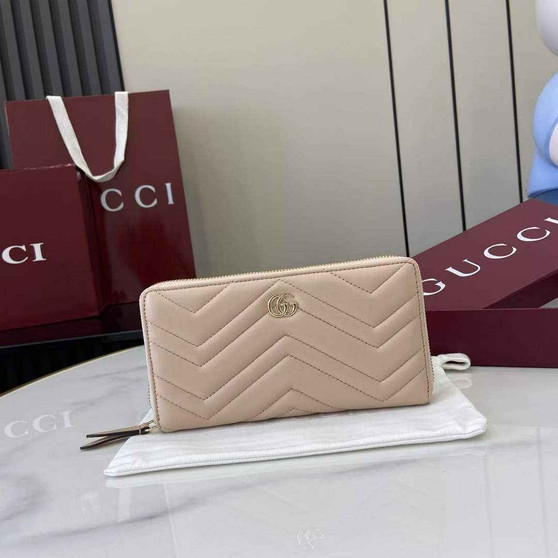 Gucci GG Marmont Leather Zip Wallet - Dark Beige 837758 - Default Title - View 1