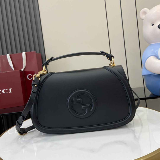 Gucci Blondie medium top handle bag 815716 in black leather