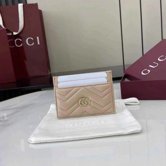 Gucci GG Marmont card case �?43127 in dark beige leather