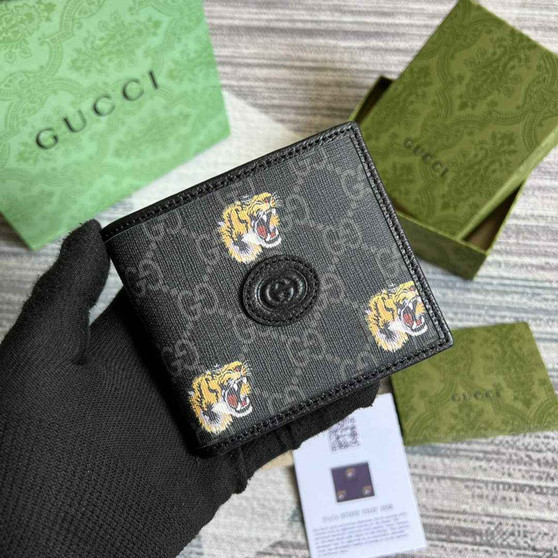 ‎Gucci 671652 Wallet with tiger print black - Default Title - View 1