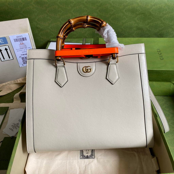 Gucci 655658 Diana medium top handle bag White leather - Default Title - View 1
