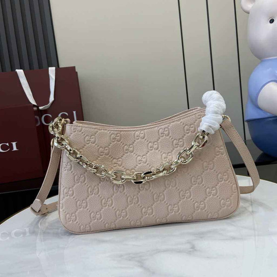 Gucci GG Emblem mini shoulder bag 815263 in light pink GG leather - Default Title - View 1