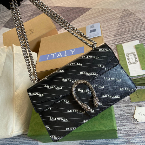 Gucci 400249 Dionysus small shoulder bag black leather - Default Title - View 1