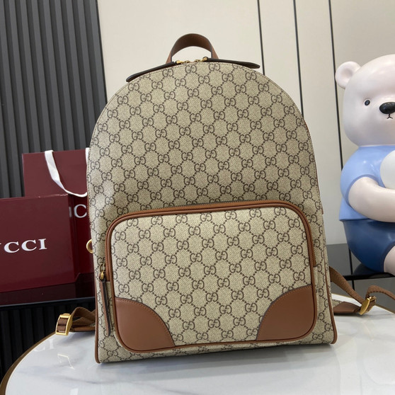 Gucci GG Emblem medium backpack ‎821159 in beige and dark
