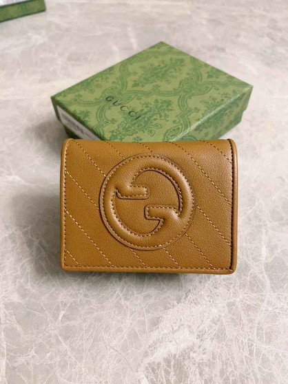 Gucci Blondie card case wallet 760317 in Brown leather ‎ - Default Title - View 1