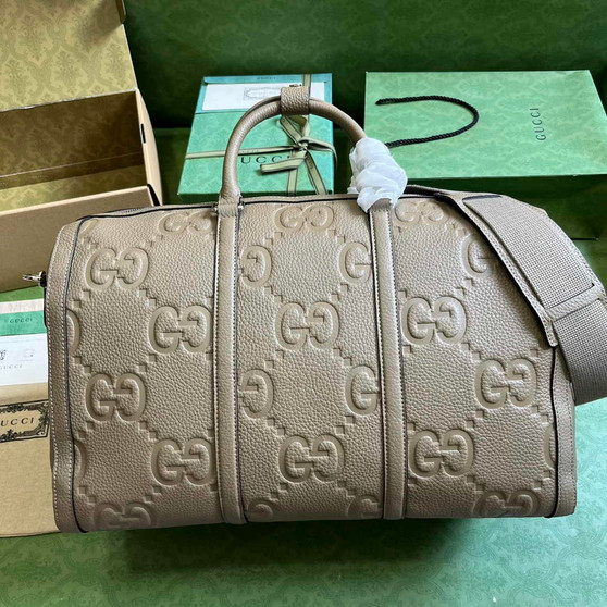 Gucci Jumbo GG small duffle bag ‎725282 in Khaki leather - Default Title - View 1