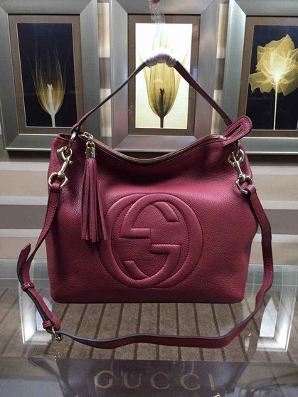 Gucci 408825 SOHO 2way Shoulder Bag In Wine Red Leather - Default Title - View 1