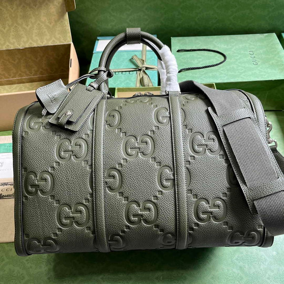 Gucci Jumbo GG small duffle bag ‎725282 in green leather - Default Title - View 1