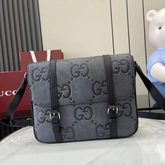 Gucci Jumbo GG medium messenger bag 760234 in gray leather