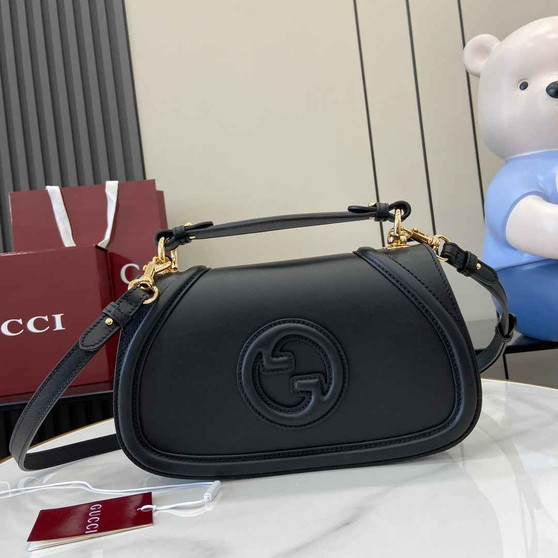 Gucci Blondie small top handle bag in black leather 815714