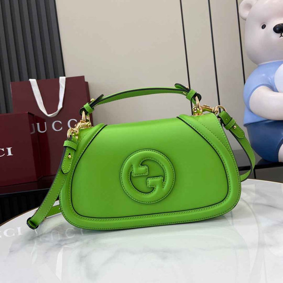 Gucci Blondie small top handle bag in green leather 815714