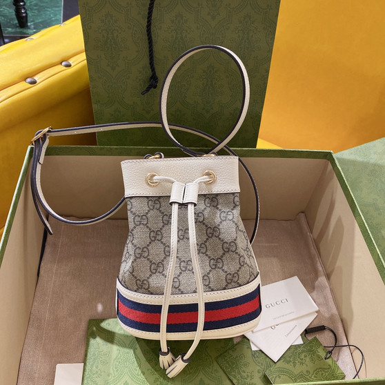 Gucci ‎‎�?50620 Ophidia mini GG bucket bag white blue